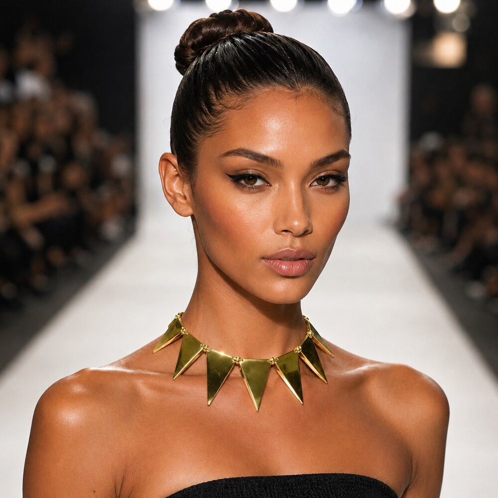 Eddie Borgo Gold Tone Spike Collar Necklace Geometric Triangle Statement Bib NWT